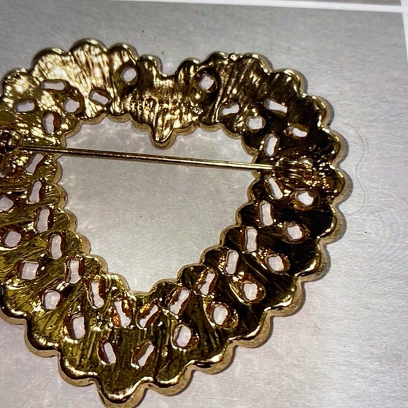 MONET heart, brooch, pin, baby, pink crystals - Picture 6 of 6